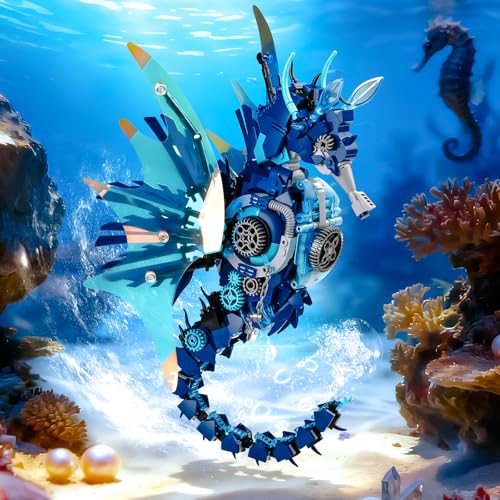 BNG Mechanical Seahorse Building Set for AdultMovable Ocean Animal with Display StandSea Fish Building Block ToyHome Decor Gift for Adults Teens Kids Boys Ages 81003PCS - Image 5