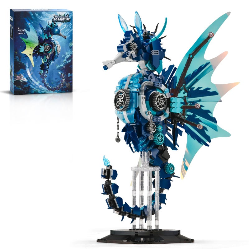BNG Mechanical Seahorse Building Set for AdultMovable Ocean Animal with Display StandSea Fish Building Block ToyHome Decor Gift for Adults Teens Kids Boys Ages 81003PCS - Image 3
