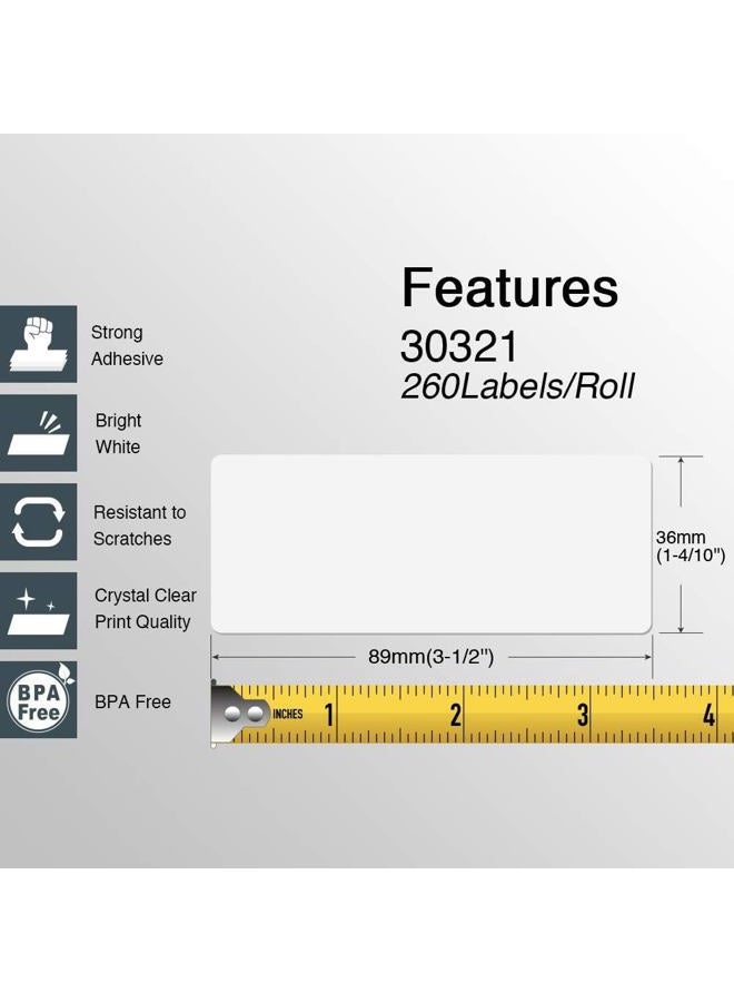 BETCKEY Compatible DYMO 30321 (1-4/10" x 3-1/2") Address Labels, Strong Adhesive & Perforated, Compatible with DYMO Labelwriter 450, 4XL, Rollo & Zebra Desktop Printers [20 Rolls/5200 Labels] - Image 3