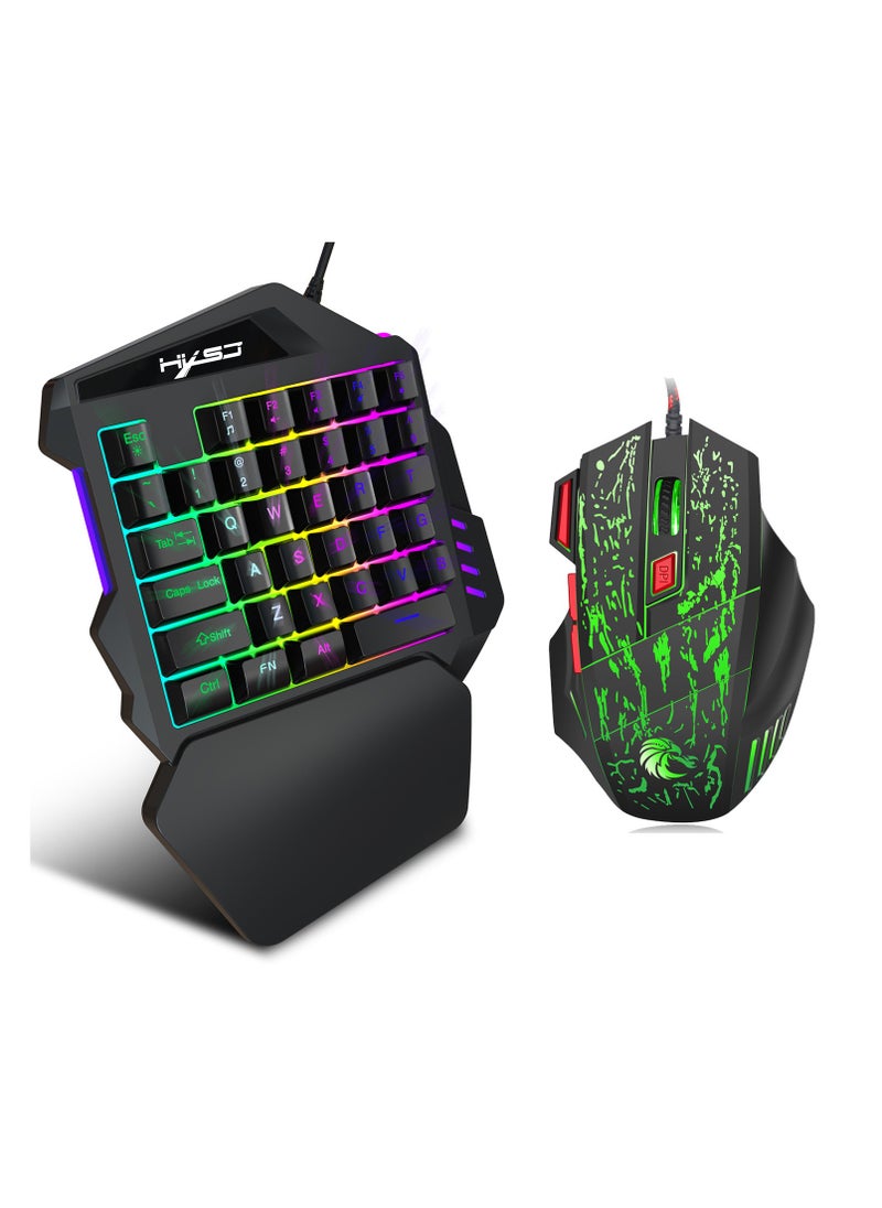HXSJ Wired Keyboard With Mouse Set Black  - Image 1