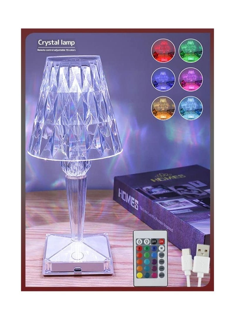 ELTRAZONE Crystal Table Desk Shade Lamp RGB Dimmable Touch Control USB Rechargeable Acrylic Decorative Nightstand Light With Remote For Living Room Bedroom - Image 5
