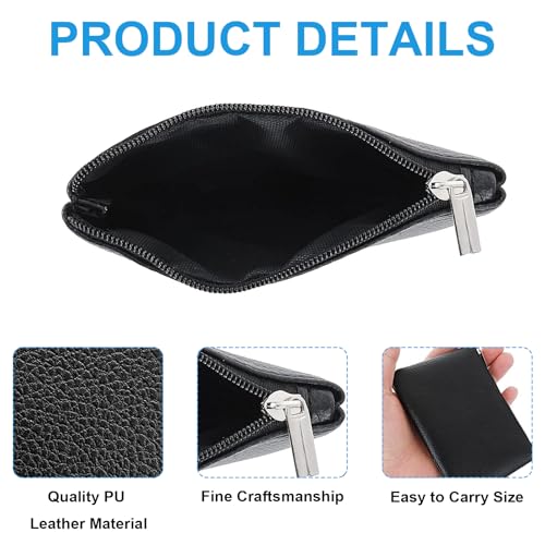 DXMWWTP 2 Pack Leather Zipper Coin Purse,Portable Change Wallet,Coin Pouch with Zipper for Men Women,Small Pouch Change Purse Coin Bag,Mini Coin Pocket Pouch Change Holder for Men Women(black) - Image 4