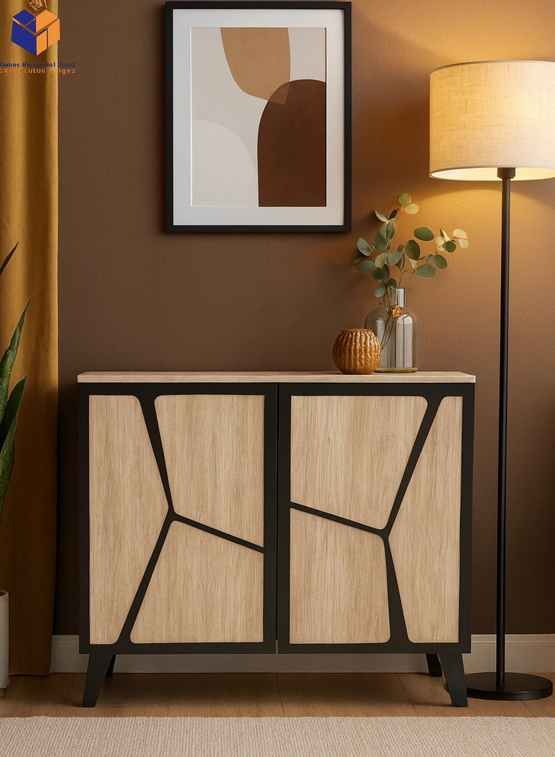 أيام البركة خزانة خشبية بأبواب ذات نمط تجريدي لغرفة المعيشة - Image 1