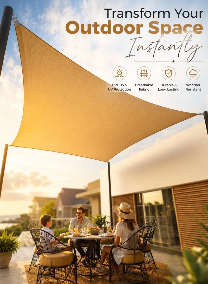 Eoptify 160GSM Beige Rectangular Sun Shade Sail – Waterproof, UV-Blocking Awning with Stainless Steel Hardware (3x4 Meter) for Outdoor Pool, Backyard, Garden, and Activities. - Image 4