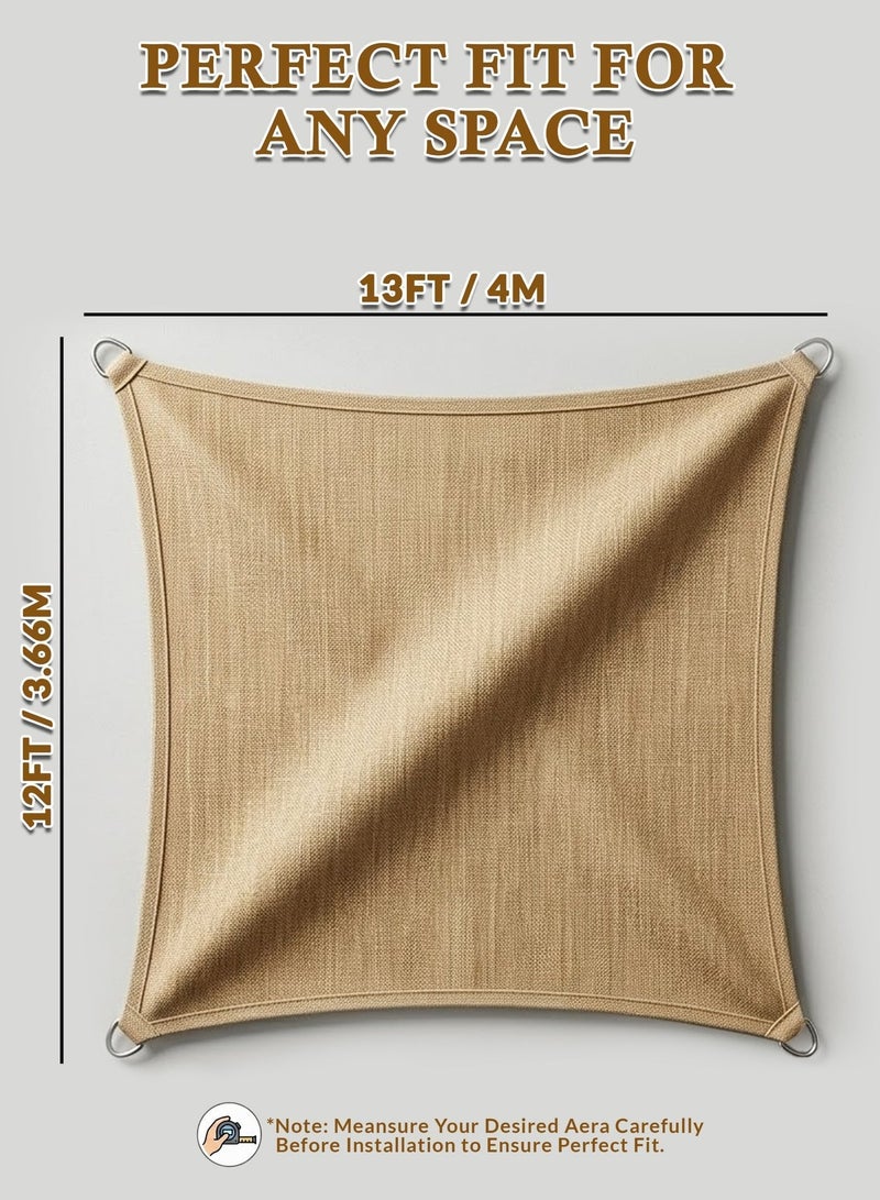 Eoptify 160GSM Beige Rectangular Sun Shade Sail – Waterproof, UV-Blocking Awning with Stainless Steel Hardware (3x4 Meter) for Outdoor Pool, Backyard, Garden, and Activities. - Image 2