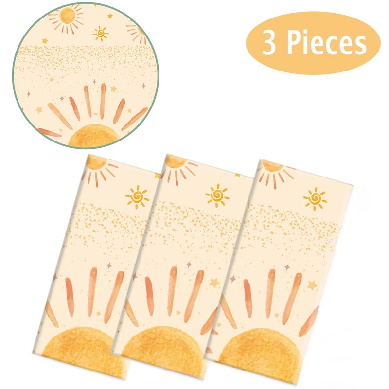 Oigco 3Pcs Boho Sun Birthday Party Tablecloths First Trip Around The Sun Party Decorations Disposable Plastic Table Covers Boho Baby Shower Supplies, 54 x 108 Inches - Image 2