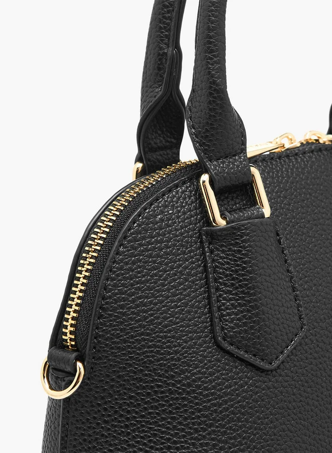 Flora Bella By Shoexpress Textured Tote Bag with Detachable Strap and Zip Closure