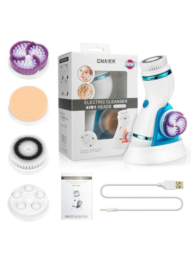 Cnaier 4-in-1 Electric Facial Cleansing Brush with Multiple Heads for Skin Cleansing and Care - Image 2