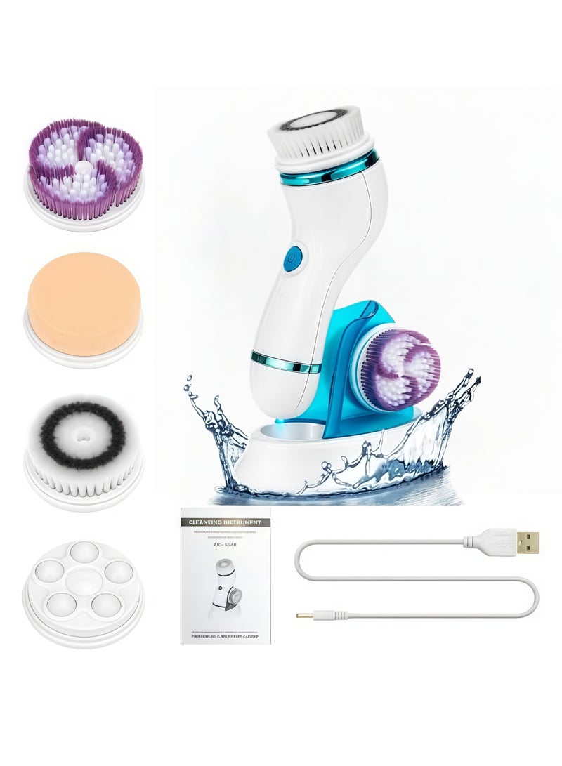Cnaier 4-in-1 Electric Facial Cleansing Brush with Multiple Heads for Skin Cleansing and Care - Image 1