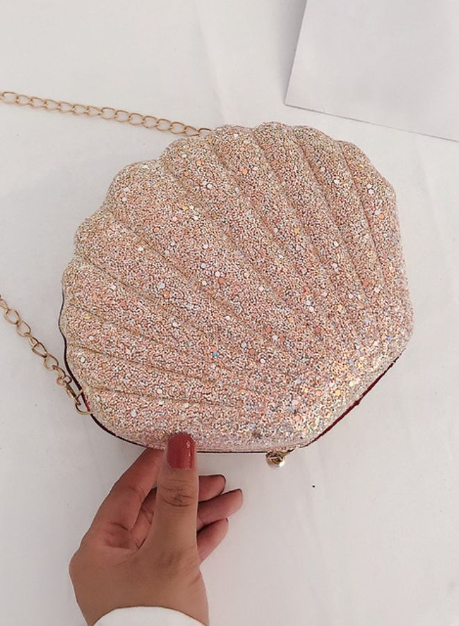 Captivating Shell-Shaped Women's Clutch | Evening Party Sequin Purses Crossbody Bag | Seashell Chain Shoulder Bags - Image 3