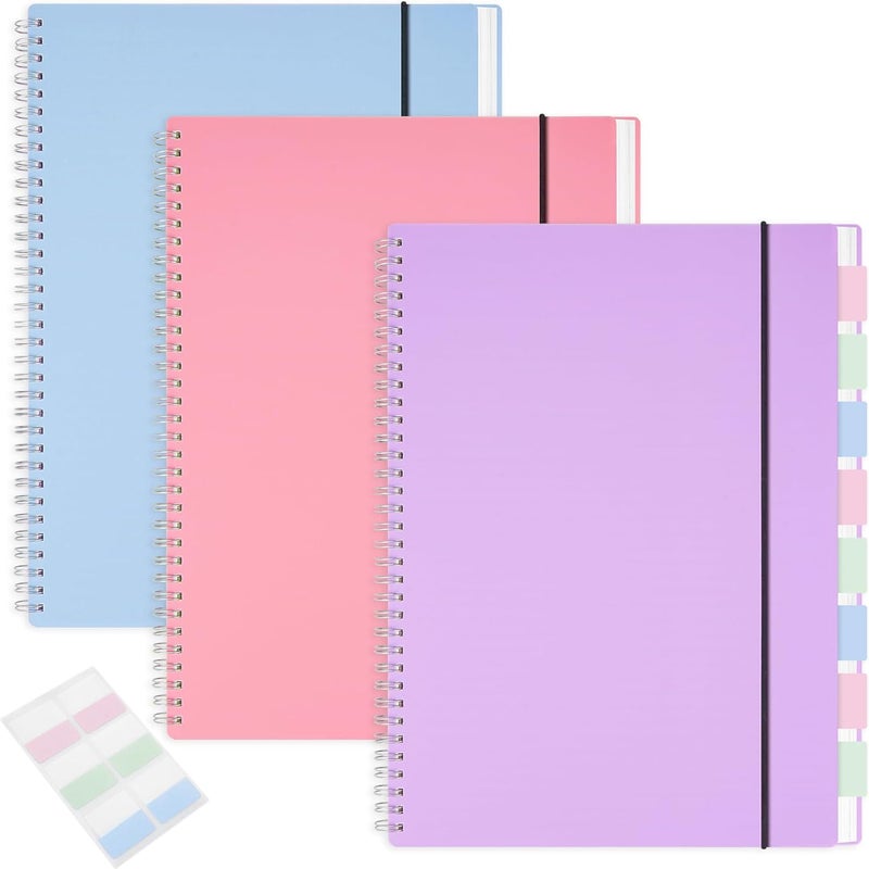 MSTONAL 3 Pack Spiral Notebook 8.5 x 11, Large Wide Ruled Notebook 100gsm 8mm Ruled, 80 Sheets/160 Pages, College Ruled Notebook for School, Office, Sketch - Image 1