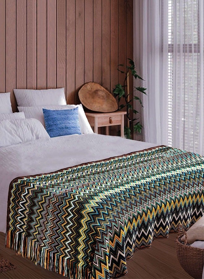 Knitted Tassel Blankets, Super Soft Cozy Lightweight Decorative Throw Blankets for Couch , Bed, Sofa, Outdoor Throw Blanket All Seasons 127x178CM（Blue） - Image 4