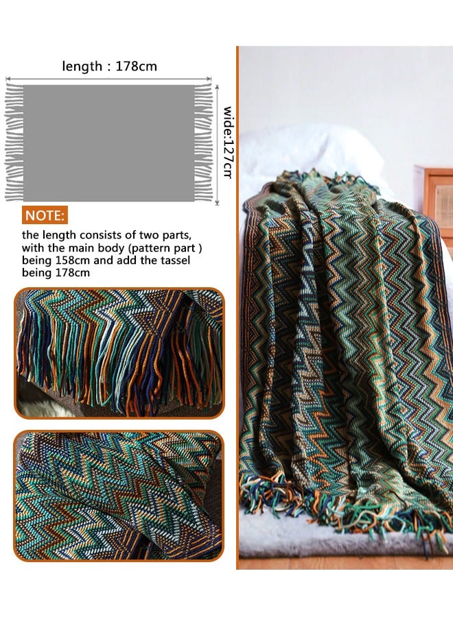Knitted Tassel Blankets, Super Soft Cozy Lightweight Decorative Throw Blankets for Couch , Bed, Sofa, Outdoor Throw Blanket All Seasons 127x178CM（Blue） - Image 2