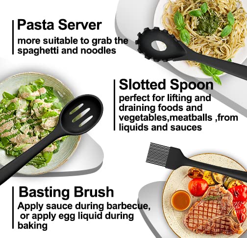 AIKKIL 43 Pcs AIKKIL Kitchen Utensils Set, Heat Resistant Silicone Cooking Kitchen Utensils Set with Holder, Spoon, Spatula, Kitchen Gadgets Tools Set For Nonstick Cookware, Dishwasher(BPA Free, Black) - Image 3