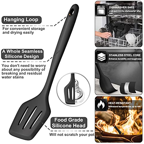 AIKKIL 43 Pcs AIKKIL Kitchen Utensils Set, Heat Resistant Silicone Cooking Kitchen Utensils Set with Holder, Spoon, Spatula, Kitchen Gadgets Tools Set For Nonstick Cookware, Dishwasher(BPA Free, Black) - Image 4