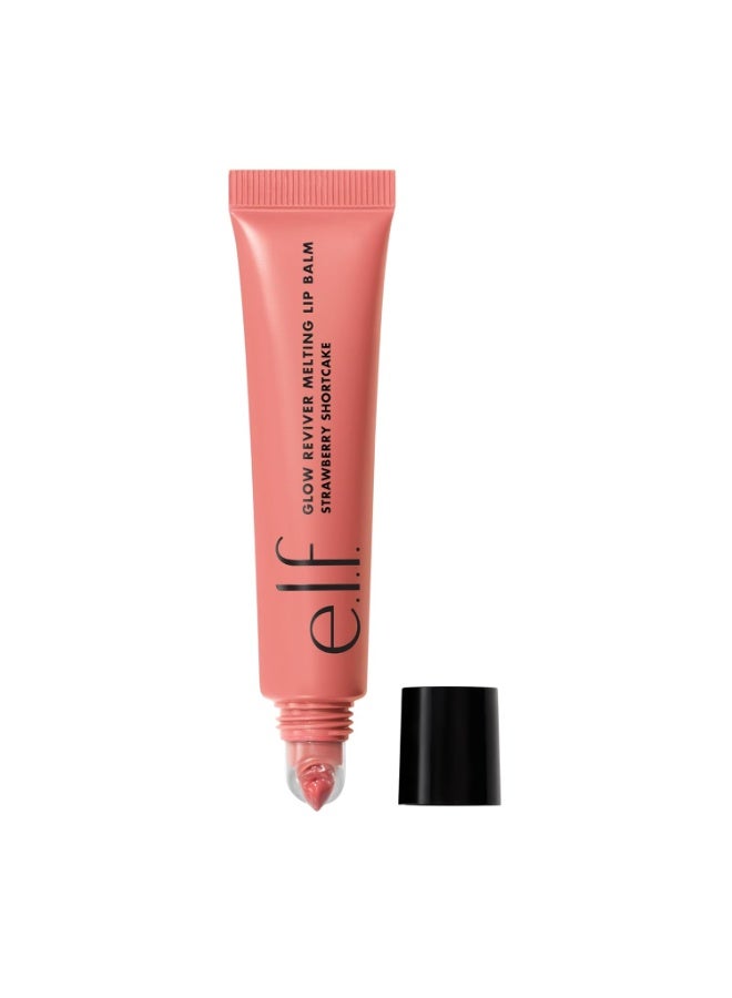 إلف e.l.f. Glow Reviver Melting Lip Balm - بلسم شفاه مرطب ومُلوَّن يمنح لمسة نهائية لامعة وشفاه ناعمة ونضرة - نباتي ولم يُجرَّب على الحيوانات - بنكهة "Strawberry Shortcake" (15 غرام) - Image 1