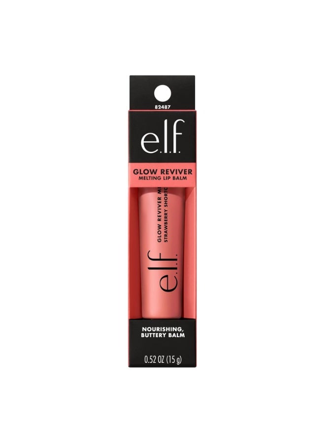 إلف e.l.f. Glow Reviver Melting Lip Balm - بلسم شفاه مرطب ومُلوَّن يمنح لمسة نهائية لامعة وشفاه ناعمة ونضرة - نباتي ولم يُجرَّب على الحيوانات - بنكهة "Strawberry Shortcake" (15 غرام) - Image 2