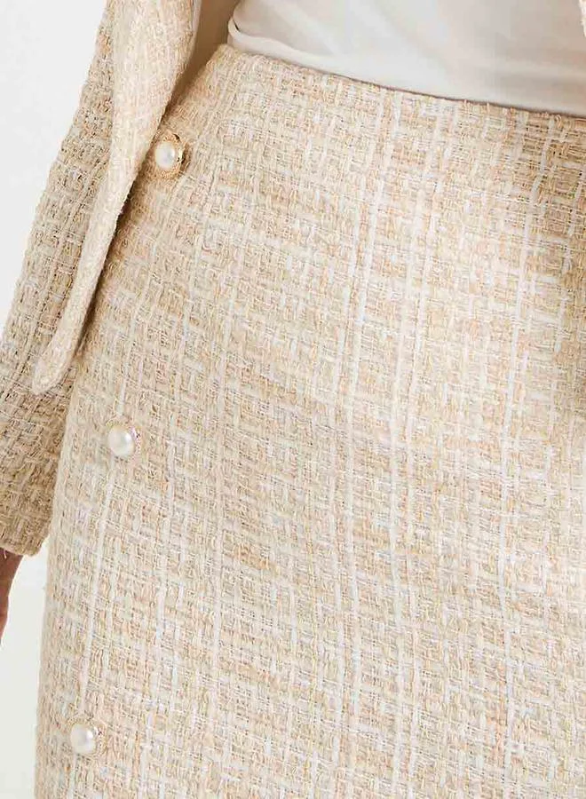 Styli Tweed Cropped Jacket & Mini Skirt Co-Ord Set