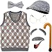 EBYTOP 100 Days Of School Old Man Costume for Kids Boys 100th Day Dress up Accessories Grandpa Hat GlassesOld Person Mustache and Eyebrows Cane Prop10 12 Years - Image 2