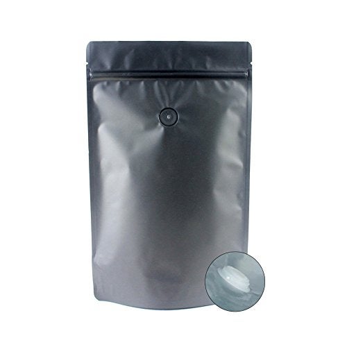 AwePackage High Barrier 16 oz Foil Stand up Zipper Pouch Coffee Bag with Valve 20 Matte Black