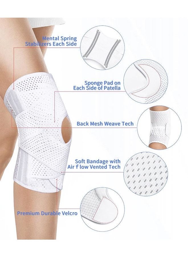 Generic Knee Brace with Side Stabilizers for Meniscal Tear Knee Pain ACL MCL Arthritis Injuries Recovery, Breathable Adjustable Knee Support for Men and Women (White,1Pcs)  - Image 3