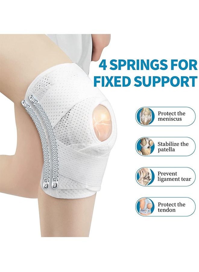 Generic Knee Brace with Side Stabilizers for Meniscal Tear Knee Pain ACL MCL Arthritis Injuries Recovery, Breathable Adjustable Knee Support for Men and Women (White,1Pcs)  - Image 2