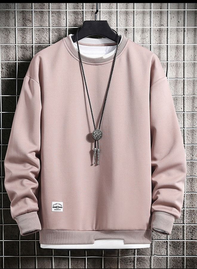 NIBEMINENT Sweater 2021 Autumn And Winter Men's Plus Velvet Thick Long-Sleeved T-Shirt Youth Fake 2 Round Neck Tops - Image 1