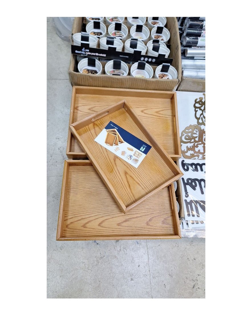ماركة غير محددة طقم صواني خشب بامبو 3 قطعه طقم هيغير ديكور بيتك و يشرفك تحفه فنيه  خشب بامبو + قاعده بامبو في كل صينيه مقاسات  كبير40*30+وسط37*25+صغير33*22)المنتج مستورد  - Image 2