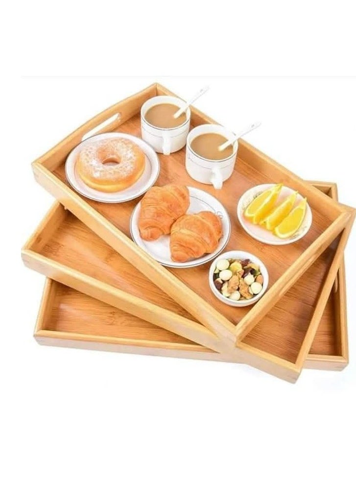 ماركة غير محددة طقم صواني خشب بامبو 3 قطعه طقم هيغير ديكور بيتك و يشرفك تحفه فنيه  خشب بامبو + قاعده بامبو في كل صينيه مقاسات  كبير40*30+وسط37*25+صغير33*22)المنتج مستورد  - Image 3