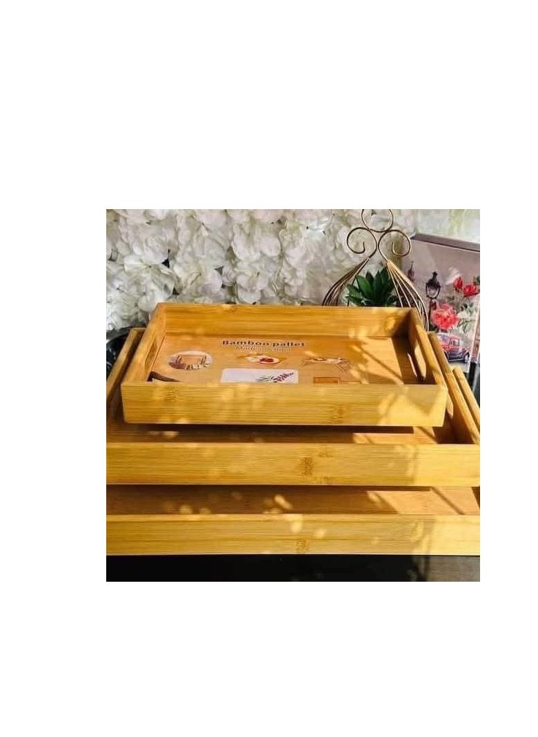 ماركة غير محددة طقم صواني خشب بامبو 3 قطعه طقم هيغير ديكور بيتك و يشرفك تحفه فنيه  خشب بامبو + قاعده بامبو في كل صينيه مقاسات  كبير40*30+وسط37*25+صغير33*22)المنتج مستورد  - Image 5