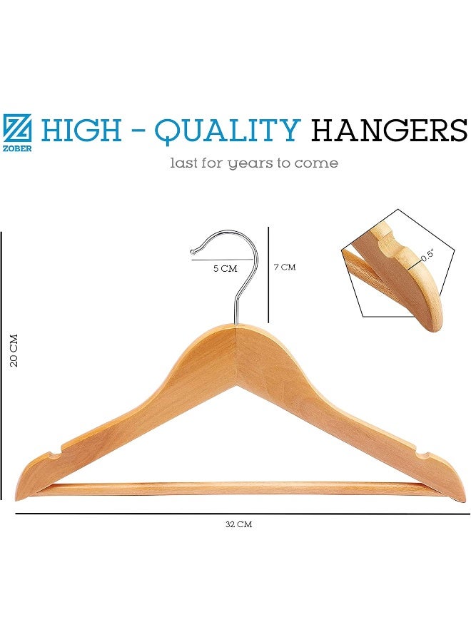 ZOBER Kids Wooden Hangers | High Grade Premium Kids/Baby Wooden Nursery Hangers with 360° Swivel Hook & Non-slip Vinyl Grip (20 Pack, Natural Wood) - Image 2