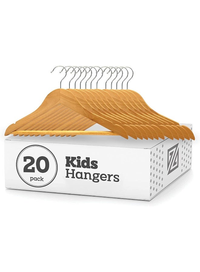 ZOBER Kids Wooden Hangers | High Grade Premium Kids/Baby Wooden Nursery Hangers with 360° Swivel Hook & Non-slip Vinyl Grip (20 Pack, Natural Wood) - Image 4