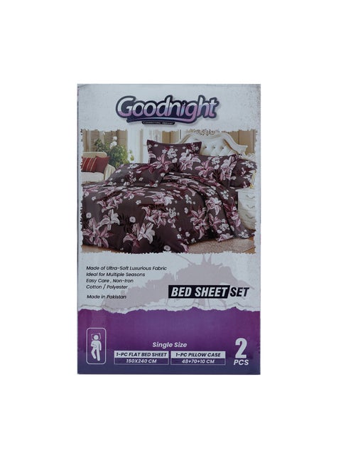 3 Piece Luxury Bed Sheet Set with 1 Flat Sheet and 2 Pillowcases Crafted from Ultra Soft and Breathable Cotton and Polyester blend, Size 210 x 240 Cm, Assorted Color