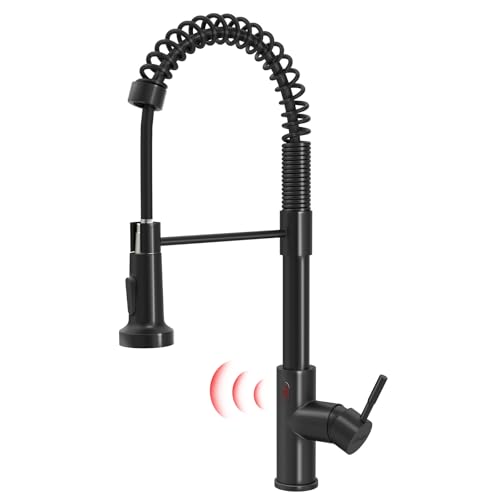 GIMILI Glossy Black Touchless Kitchen Faucets with Pull Down Sprayer Single Handle Spring Kitchen Faucet - Image 1