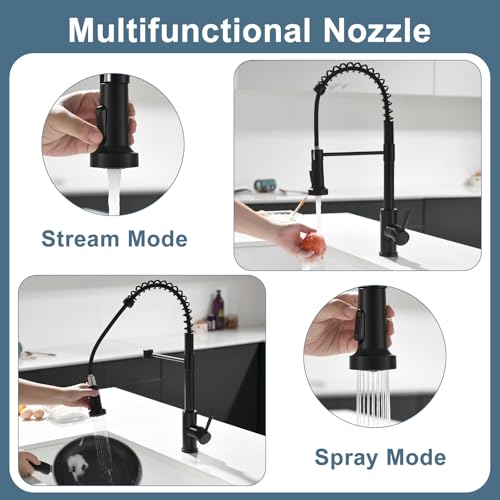 GIMILI Glossy Black Touchless Kitchen Faucets with Pull Down Sprayer Single Handle Spring Kitchen Faucet - Image 5