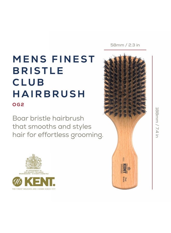 KENT Og2 Club Hair Brush, Small Boar Bristle Hair Brush For Men, Natural Boar Bristle Beard Brush For Men, Beechwood Kent Brush For Hair And Beards - Image 2