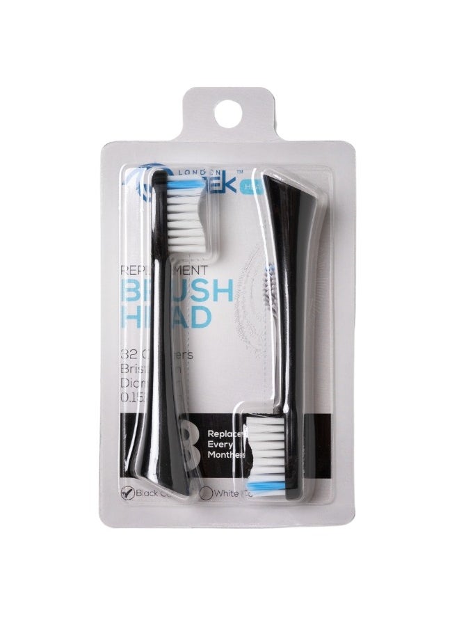 QUTEK Qutek Denticare Smart Sonic Toothbrush Replacement Heads with Blue Bristle Indicator for Deep Cleaning Dental Care and Oral Health Pack of 2 Black color  - Image 1