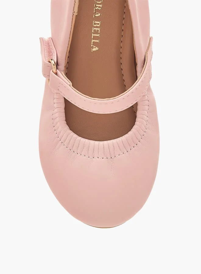 Flora Bella By Shoexpress Girls Solid Ballerina Shoes With Hook And Loop Closure