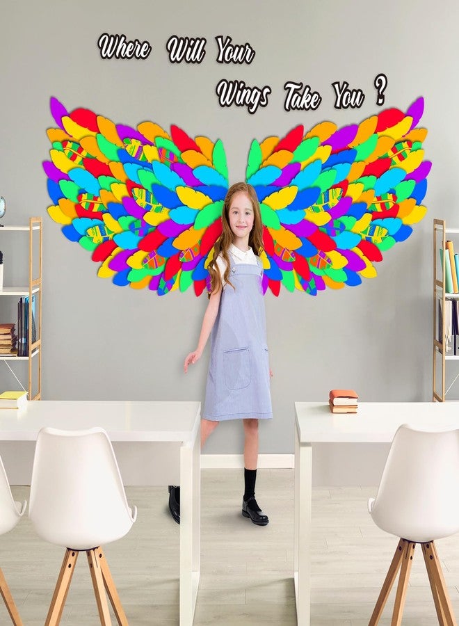 LioNergy 143 Pcs Classroom Wings Bulletin Board Set DIY Wings Motivational Bulletin Board Decoration Colorful Wings Paper Cutouts Theme for Wall Door Decor School Supplies - Image 2