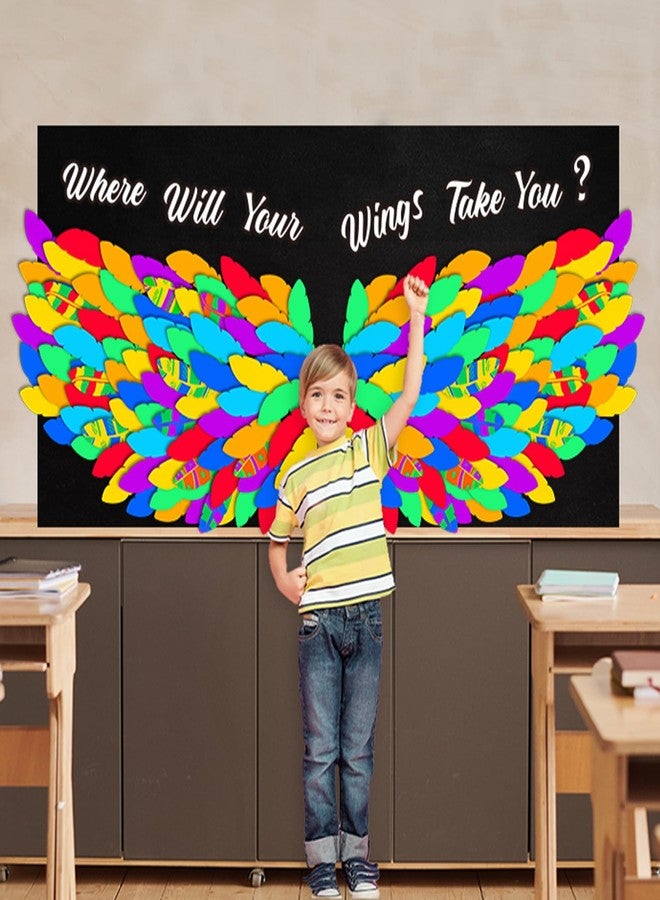 LioNergy 143 Pcs Classroom Wings Bulletin Board Set DIY Wings Motivational Bulletin Board Decoration Colorful Wings Paper Cutouts Theme for Wall Door Decor School Supplies - Image 5