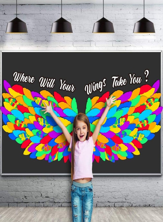 LioNergy 143 Pcs Classroom Wings Bulletin Board Set DIY Wings Motivational Bulletin Board Decoration Colorful Wings Paper Cutouts Theme for Wall Door Decor School Supplies - Image 1