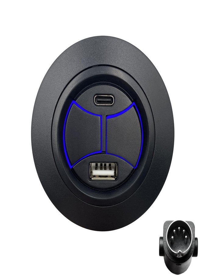 Kariwust 2 Button 5 Pin Round Hand Control Handset with USB Type A C Port and Backlight for Power Recliner Lift Chairs - Image 1