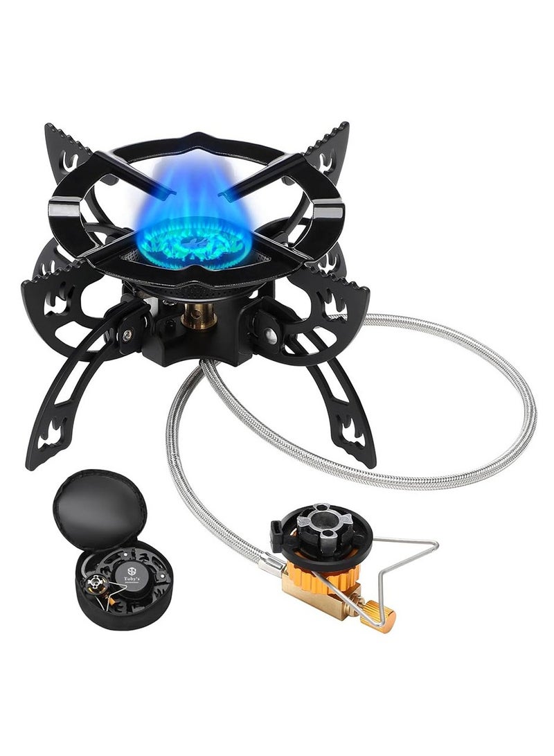 Toby'S New Alloy Portable Picnic Camping Stove 3800W Windproof Design Gas Cooking Burner With Piezo Ignition And Carrying Case Foldable Stove For Outdoor - Image 2