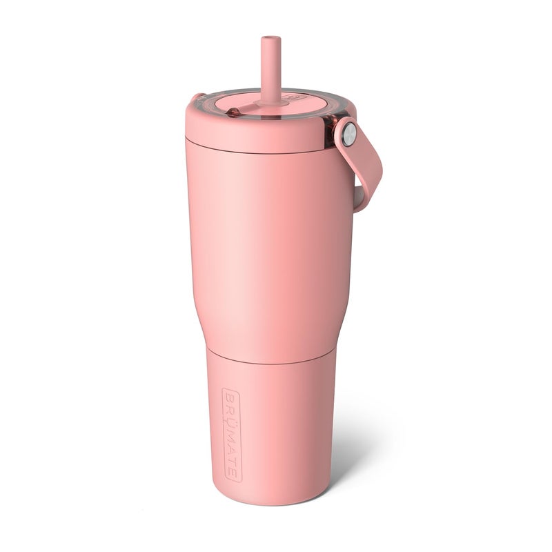 BrÃ¼Mate Resa 35oz 100% Leakproof Travel Tumbler with Handle & Straw | Flexible SoftSip Straw | Silicone Sleeve for Durability | Stainless Steel | Cup Holder & Travel Friendly Water Bottle | (Guava) - Image 1