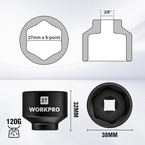 WORKPRO 27mm Oil Filter Socket Wrench, Oil Filter Removal Tool, Oil Filter Change Set, Ideal for Some Mercedes, Volkswagen, Hyundai, Kia, Minis, and Smart Car - Image 2