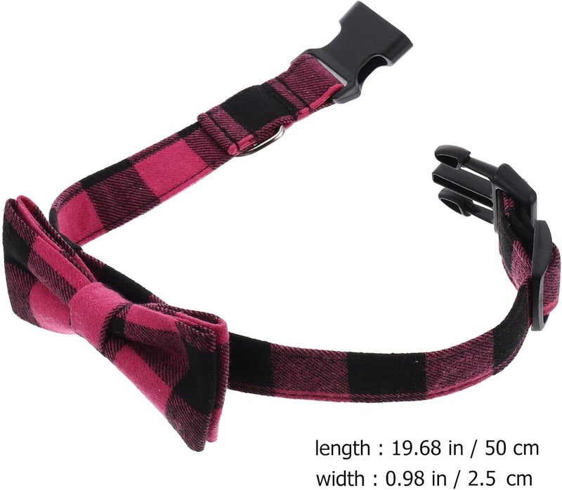 SHOWERORO Bow Decorative Dog Collar with Removable Bowtie, Pink and Black Small Size 2.5x50cm, Pet Charming Puppy Collar for Daily Wear and Festive Occasions - Image 2