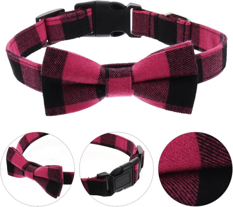 SHOWERORO Bow Decorative Dog Collar with Removable Bowtie, Pink and Black Small Size 2.5x50cm, Pet Charming Puppy Collar for Daily Wear and Festive Occasions - Image 5