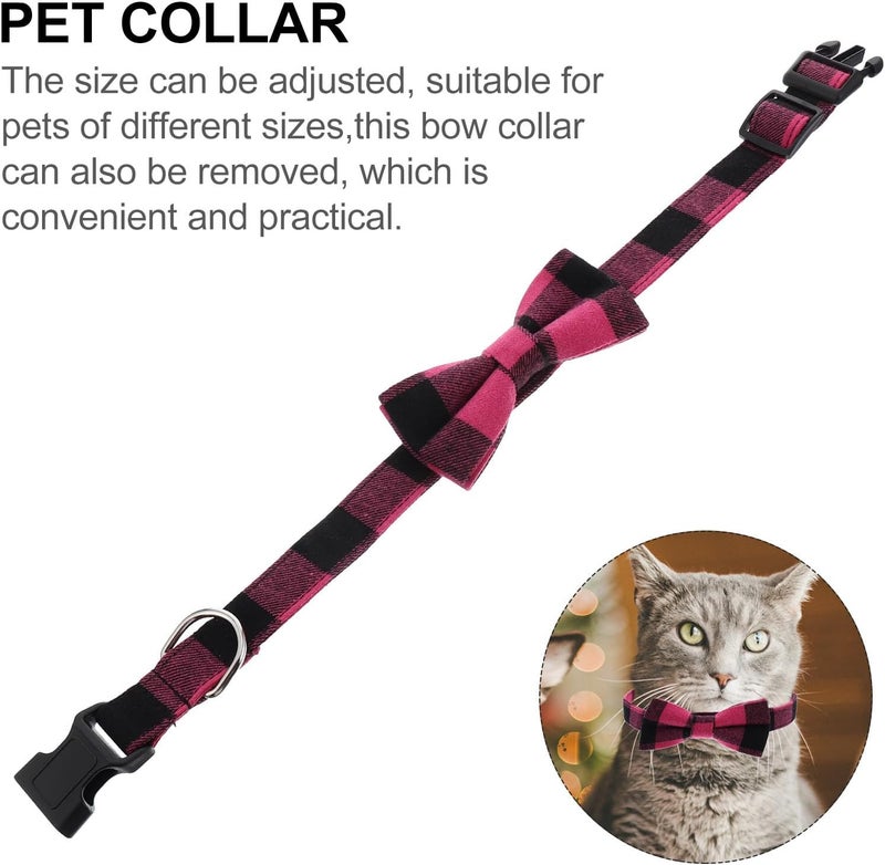 SHOWERORO Bow Decorative Dog Collar with Removable Bowtie, Pink and Black Small Size 2.5x50cm, Pet Charming Puppy Collar for Daily Wear and Festive Occasions - Image 3