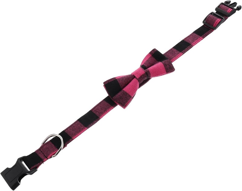 SHOWERORO Bow Decorative Dog Collar with Removable Bowtie, Pink and Black Small Size 2.5x50cm, Pet Charming Puppy Collar for Daily Wear and Festive Occasions - Image 1