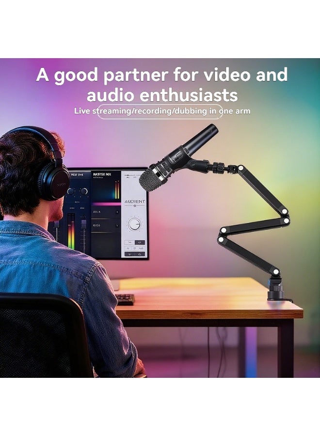 WALALLA Mic Arm for Lightweight Mics, Microphone Arm Rotatable, Storable Desk Mic Stand for Bear 1.5KG with Mount Clamp, Mic Stand Boom Arm with Cable Channel for Podcast, Gaming - Image 4